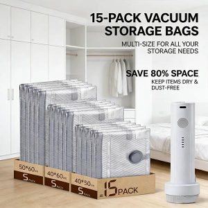 X7 Cordless Travel Vacuum Storage Compression Bag Set with Rechargeable Air Pump