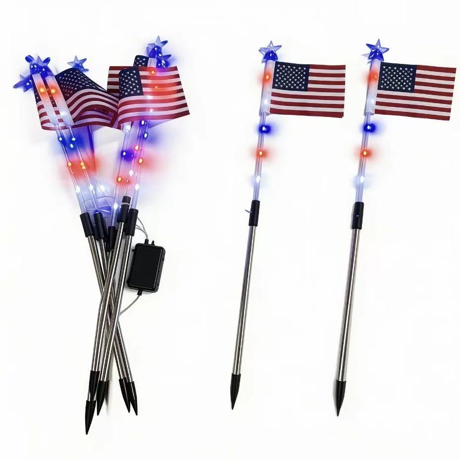 PTZ 8-Piece American Flag Solar Light Set with 8 Lighting Modes - Image 2
