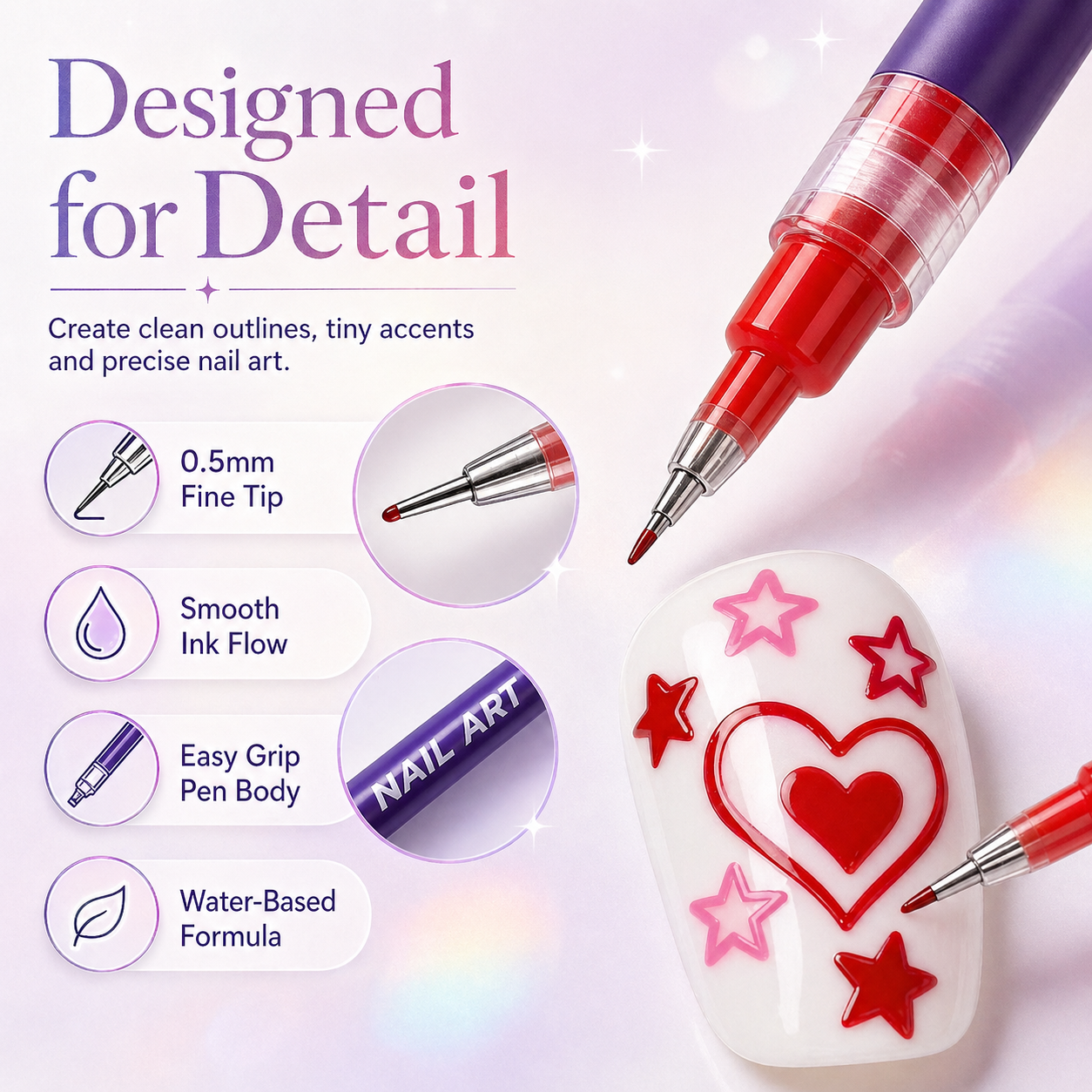 PTZ 12-Color Nail Art Marker Set - Quick-Drying Acrylic Pens for DIY Manicures - Image 4